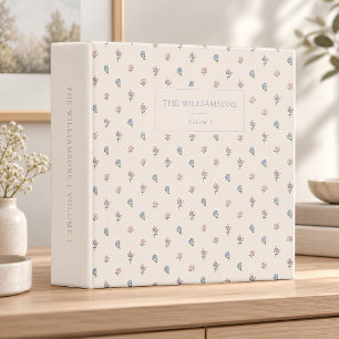 Custom Floral Cream Pink Family Keepsake Photo 3 Ring Binder