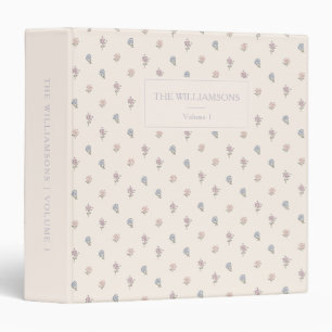 Custom Floral Cream Pink Family Keepsake Photo 3 Ring Binder