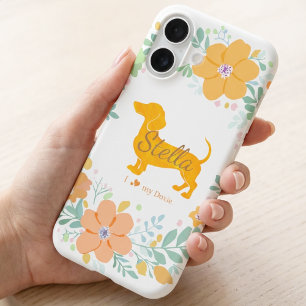 Custom Floral Dachshund Personalized Dog Mom iPhone 16 Case