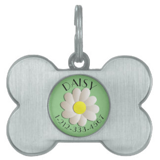 CUSTOM FLORAL DAISY  IDENTIFICATION DOG TAG GREEN