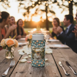 Custom Floral Doodle Photo Engagement  Seltzer Can Cooler