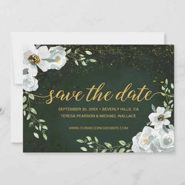 Custom Floral Enchanted Forest Wedding Green (Front)