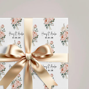 Custom Floral Engagement Party Wrapping Paper Gift
