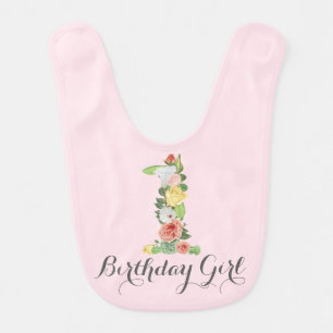 Custom Floral First Birthday Bib
