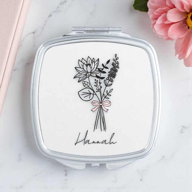 Custom Floral For Bridesmaid Compact Mirror (Creator Uploaded)