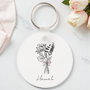 Custom Floral For Bridesmaid Keychain