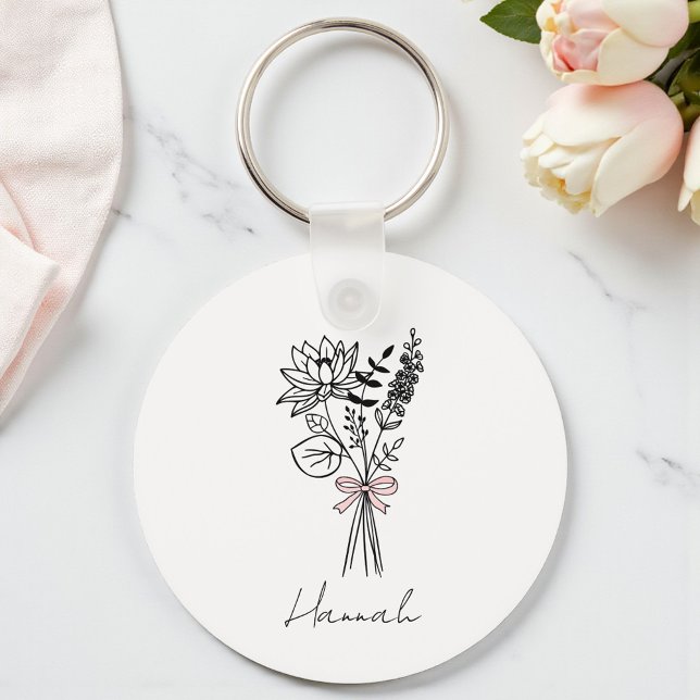 Custom Floral For Bridesmaid Keychain (Creator Uploaded)