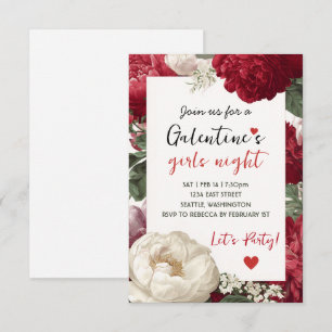 Custom Floral Galentine Girls Night Invitation