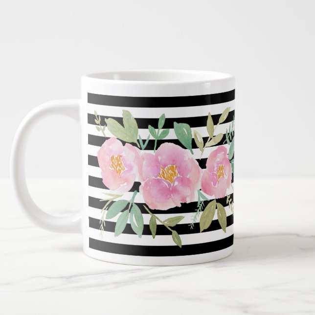 Custom Floral Giant Coffee Mug (Left)
