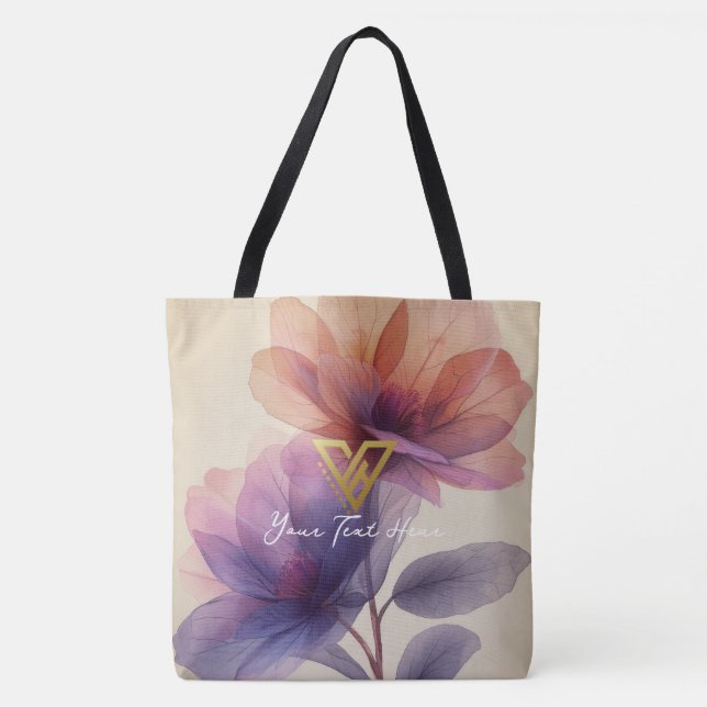 Custom : Floral Grace Tote, Blossom Elegance. Tote Bag (Front)