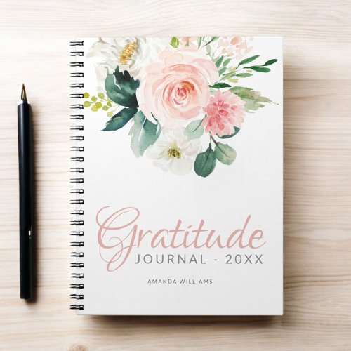 Custom Floral Gratitude Journal with Year and Name