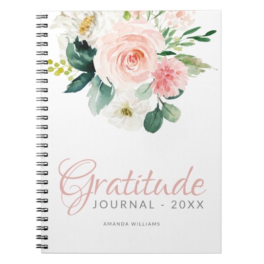 Custom Floral Gratitude Journal with Year and Name | Zazzle.com