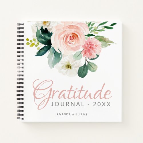 Custom Floral Gratitude Journal with Year and Name