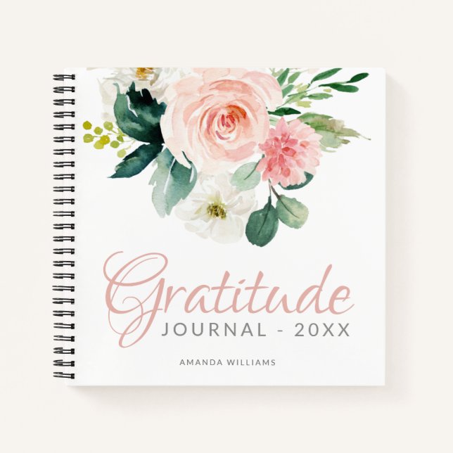 Custom Floral Gratitude Journal with Year and Name (Front)