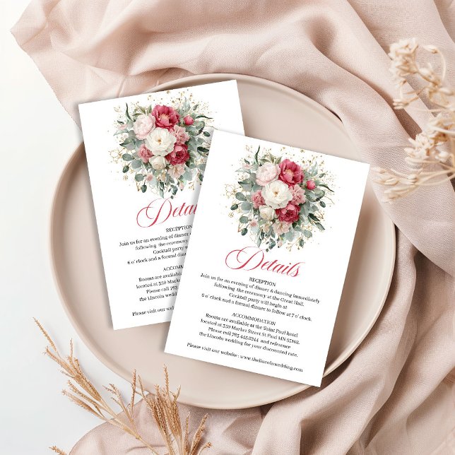 Custom Floral Greenery Wedding Details Enclosure Card (Custom Floral Greenery Wedding Details)