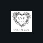 Custom Floral Heart Initials Save The Date Rubber Stamp<br><div class="desc">This save the date design features your initials and special date framed by a heart of hand drawn roses. Send out save the dates to families and friends across the globe with an extra personal touch.</div>
