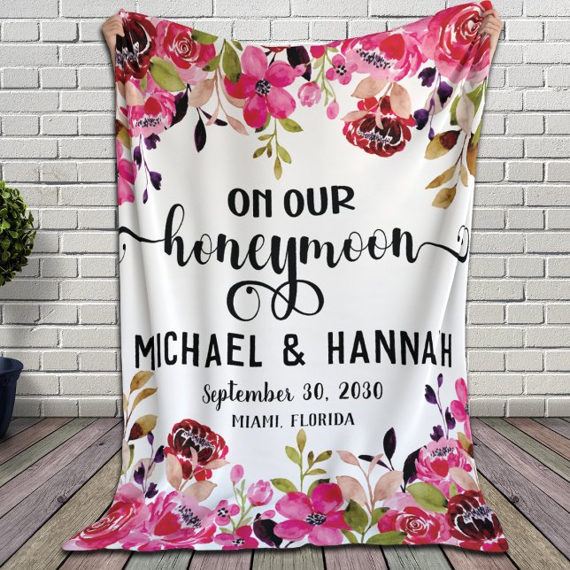 Custom Floral Honeymoon Keepsake Sherpa Blanket (Creator Uploaded)