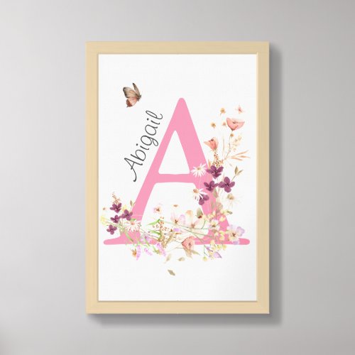 Custom Floral Initial Print Letter A Nursery Room