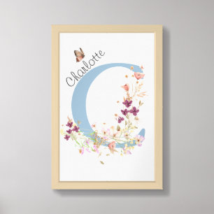 Custom Floral Initial Print Letter C Nursery Room