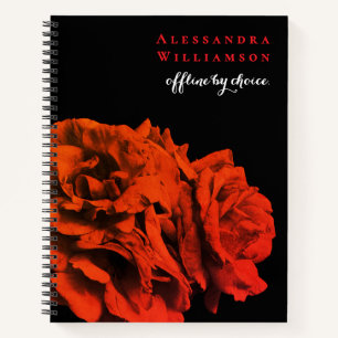 Custom Floral Inspirational Funny Black Red Roses Notebook