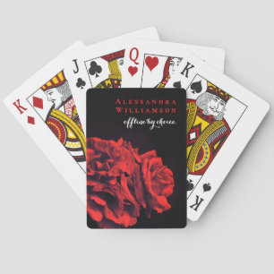 Custom Floral Inspirational Funny Black Red Roses Poker Cards