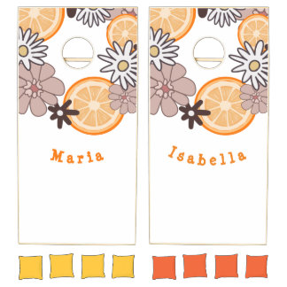 Custom Floral Kid Sisters Cornhole Set