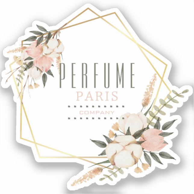 Custom Floral Label Kiss-Cut Sticker (Front)