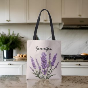 Custom Floral Lavender Tote Bag Gift for Mom Bride