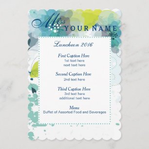 Custom Floral Luncheon Program Card