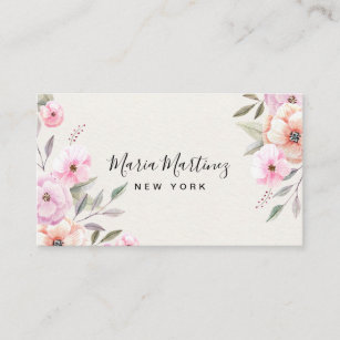 Blooming watercolor flowers Style Fashion Design Personlized Stainless Steel Professional Business Card Holder