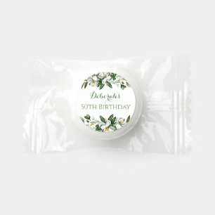 Custom Floral Magnolia Greenery BIrthday Party Life Saver® Mints