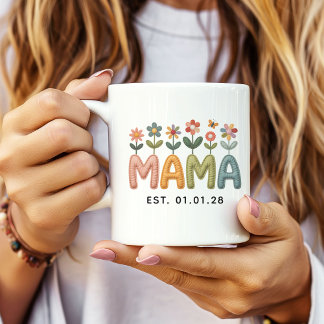 Custom Floral Mama Mug Gift for Mom, Mother’s Day