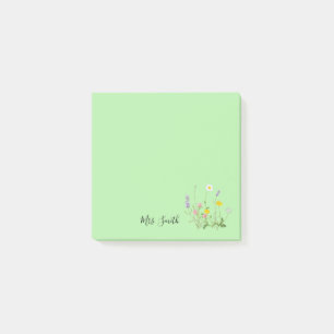 Custom Floral Monogram Mint Post-it Notes