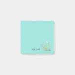 Custom Floral Monogram Teal Blue Post-it Notes