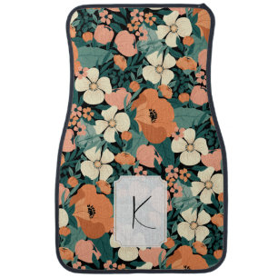 Custom Floral Monogrammed Car Floor Mat