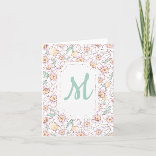 Custom Floral Monogrammed Note Card