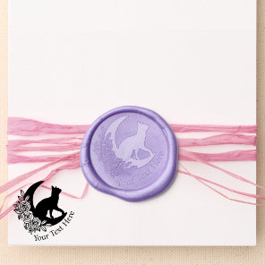 Custom Floral Moon Cat Lovers Gift Wax Seal Sticker