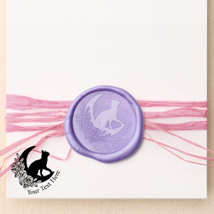Custom Floral Moon Cat Lovers Gift Wax Seal Sticker