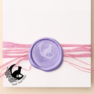 Custom Floral Moon Cat Lovers Gift Wax Seal Sticker