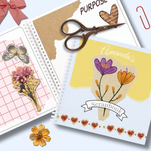 Custom floral mustard Blue Scrapbooking Supplier  Notebook