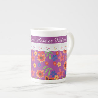 Custom Floral on Magenta, Faux Lace China Mug