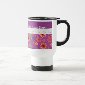 Custom Floral on Magenta, Faux Lace Travel Mug