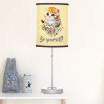 Custom Floral Orange Kitten Nursery  Table Lamp