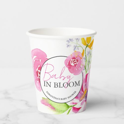 Custom Floral Paper Cups for Baby Shower