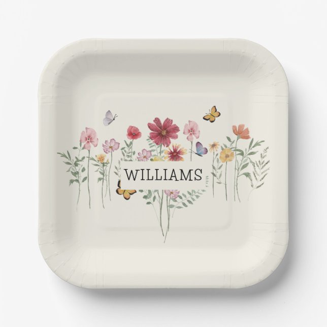 Custom Floral Paper Plates (Front)