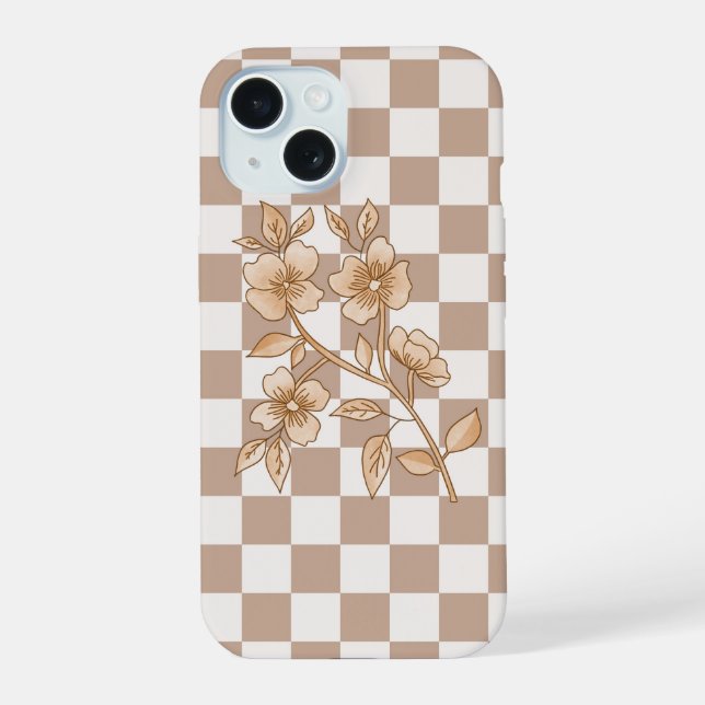 Custom Floral Pattern iPhone 15 Case (Back)