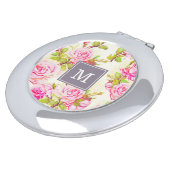 Custom Floral Pattern Old Rose Monogram Compact M Compact Mirror (Turned)