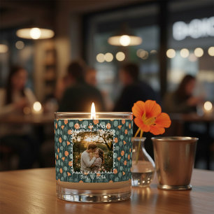 Custom Floral Photo Engagement  Scented Candle