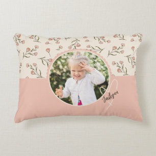 Custom Floral Photo pillow for child's bedroom