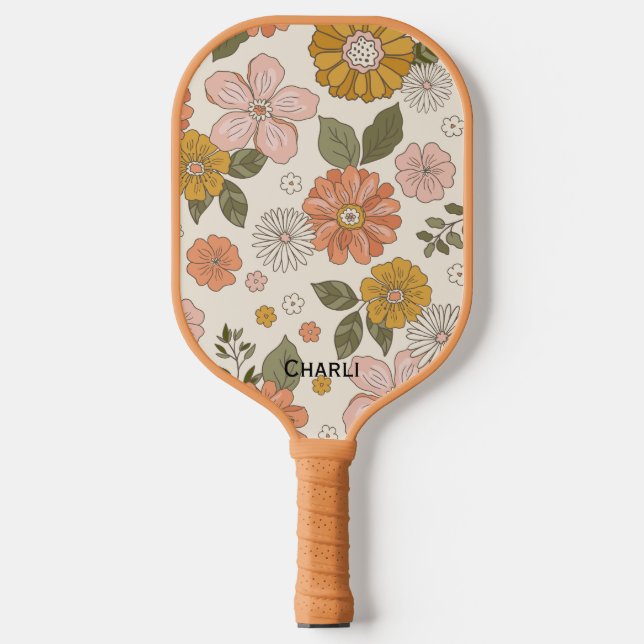 Custom Floral Pickleball Paddle Beautiful Retro (Front)
